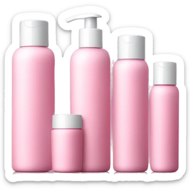 set of 4 pink skin care bottles of various heights sticker