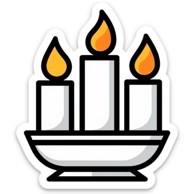 stylish three-candle holder with flames sticker