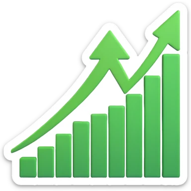 Add a green dollar sign to the stock buy signal emoji, keep the green upward arrow and money/chart elements, no text, preserve 3D style, with no background. sticker