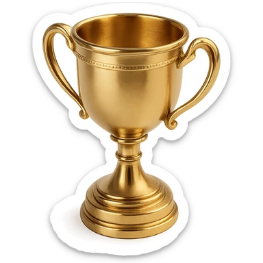 shiny gold trophy cup with sparkles, simple cartoon style, thick outline, designed for use as a YouTube channel emoji sticker