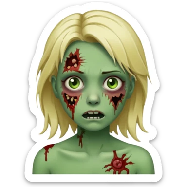 make an zombie girl emoji with blonde hair and (obviously) green skin with wounds sticker