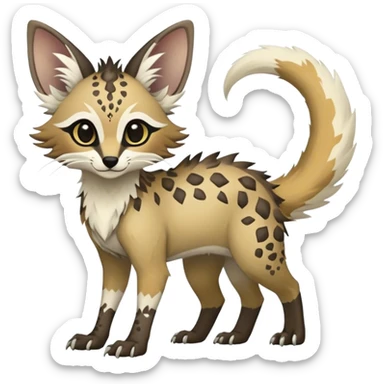 Feral Rare Fantasy Vernid-Trico-species by LiLaiRa, random markings, tufted tail, tufted ears, full body sticker