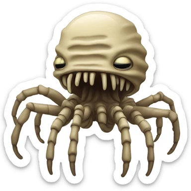 An emoji with a face hugger from alien sticker