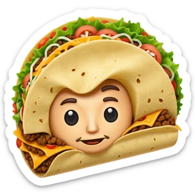 taco with a cartoon Donald Trump face sticker