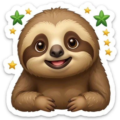Perezoso que tenga dos  estrellas en los ojos  ósea que los ojos se conviertan en estrella y este sonriendo  tipo bimoji de iPhone pero de perezosos  sticker