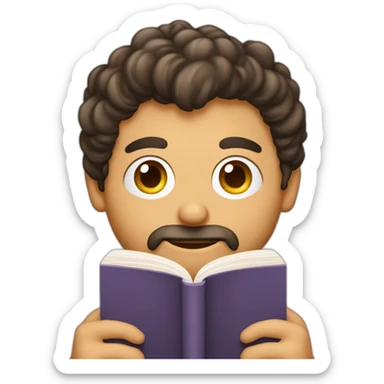 una persona de sexo masculino pelo castaño leyendo libros muy real sticker