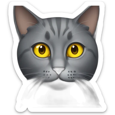 Gray cat with yellow eyes looking at you really brutal sticker
