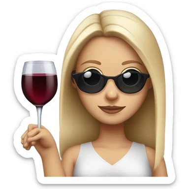 White girl wearing sunglasses holding one glass of wine  sticker