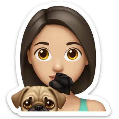 Brunette girl with a Pug  sticker