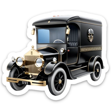 Ornate but stealth 1918 Darth Vader Rolls Royce Grumman mail truck sticker
