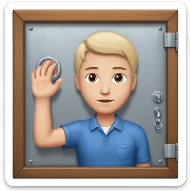 Someone locking a door sticker