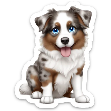 Brown Merle mini Aussie with blue eyes sticker