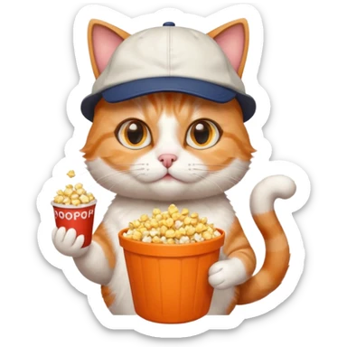 cat with with rapper popcorn with opticals sticker