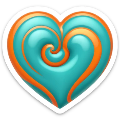 heart with teal and orange swirls sticker