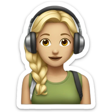 blonde girl with headphones sticker