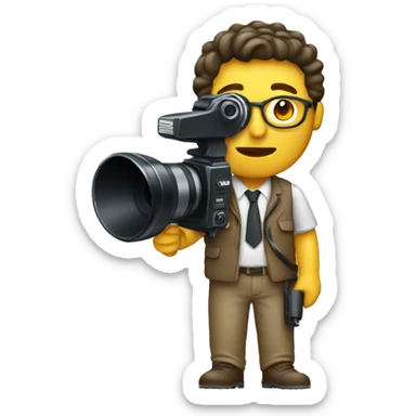 journalist with camera and microphone sticker