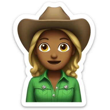 Cowgirl in green clothing sticker