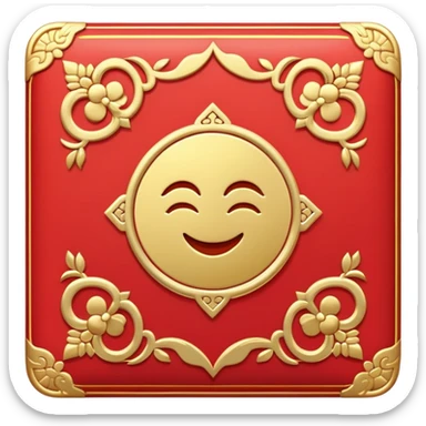 Chinese red envelope (hongbao), lucky money packet with gold details, emoji style sticker
