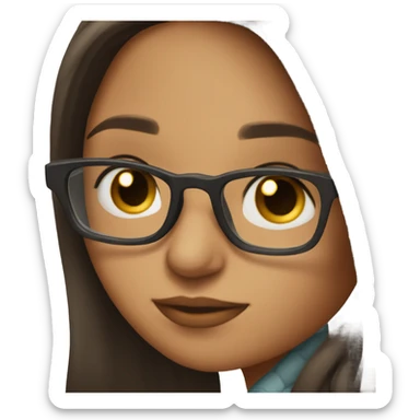 Brunette girl with glasses, kiss sticker