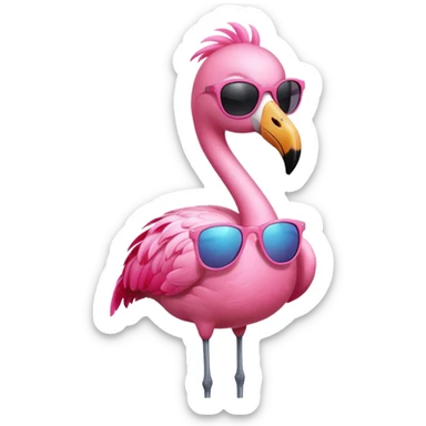 flamingo wearing sunglasses sticker