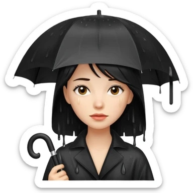she getting wet (umbrella, dripping hair) sticker