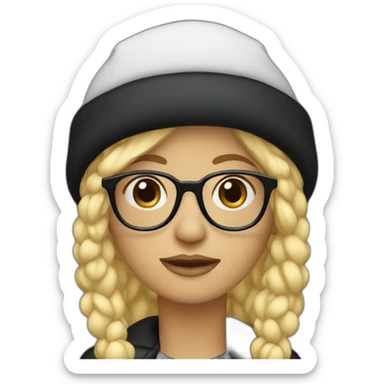 "blonde in glasses with black snow hat body sticker
