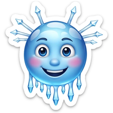 Blue smile face with icicles sticker