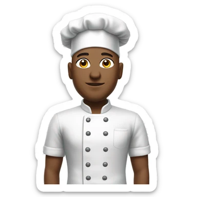 bald meme boy in shirts with chef hat and dress like cook master and persil around  sticker