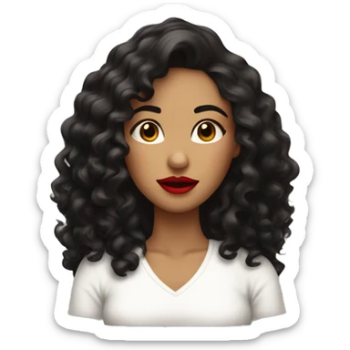 pretty-long-curly-blackhair-carameltone-woman-red-lips- sticker