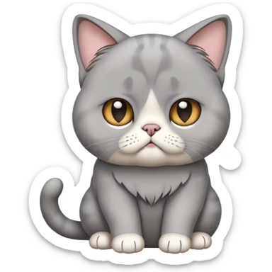 A sad-looking Scottish Fold cat with droopy ears, sighing dramatically, one paw raised, cartoon style, transparent background. sticker