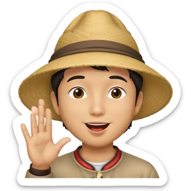 asian man in asian hat blowing a kiss sticker