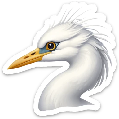 white egret headshot sticker