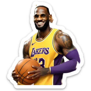 Lebron james on a very Hugh contrats back ground sticker