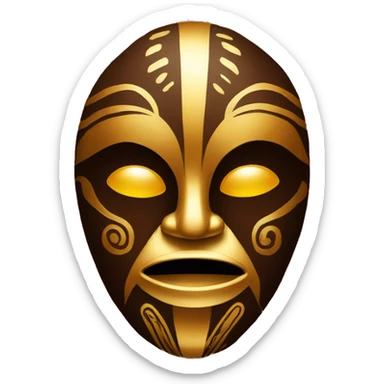 African tribal mask, golden and brown colors with ornament sticker