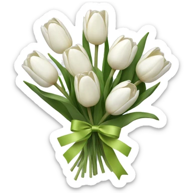 white tulip bouquet with bows  sticker