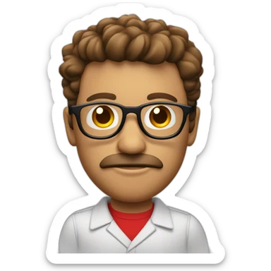 Hombre gordo con canas con gafas y un polo rojo sticker