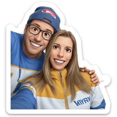 smiling duo indoors selfie sticker