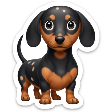 spotted daucshund black with some big black spots and black head and make it kind of fat  sticker