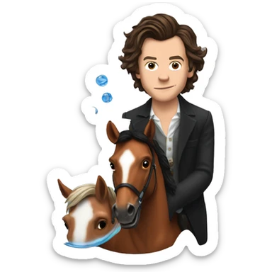 Harry Styles on a horse with a fishbowl  sticker