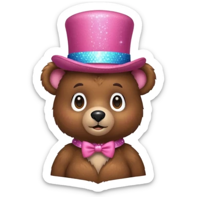 Cute bear with a pink sparkly top hat  sticker