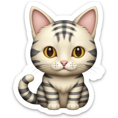 striped cat with hair in cream and gray colors sticker