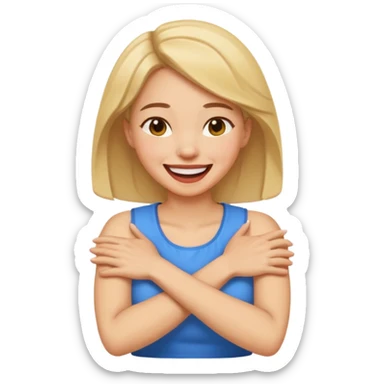 arms crossing neck laughing woman sticker