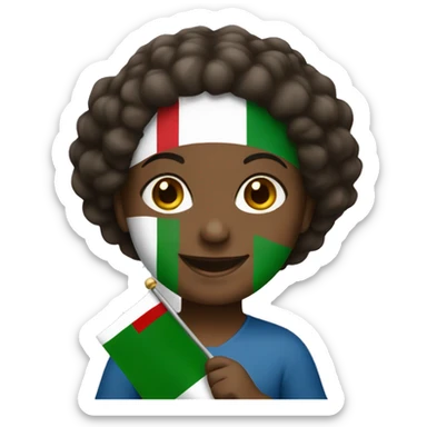 italian black girl smiling holding italy flag sticker