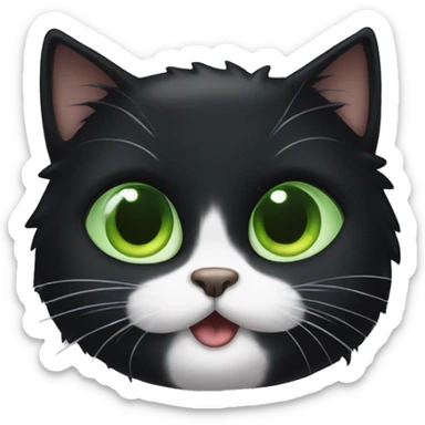 Black haired cat with green eyes peek a boo sticker