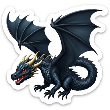 Dragón negro volando  sticker