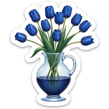 Navy blue tulips in glass vase  sticker