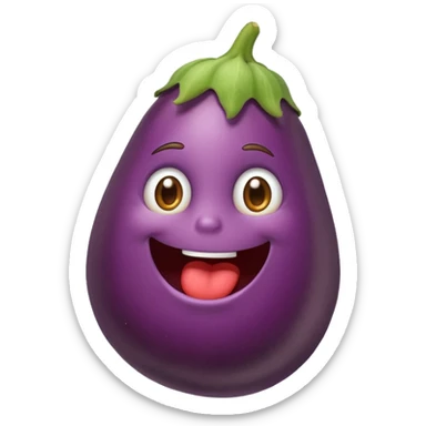 Eating a eggplant sticker