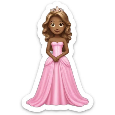 Princesse avec robe rose sticker
