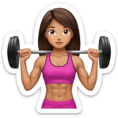 brunette girl with abs lifting weights sticker