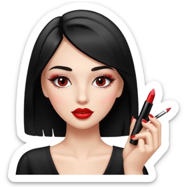 Girl doing make up with glossy nails and eyelashes sticker